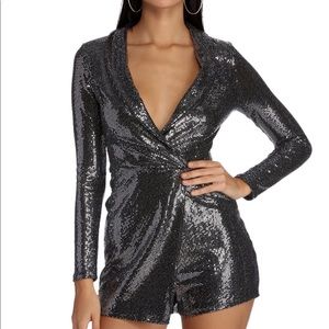 Light up the sky sequin romper